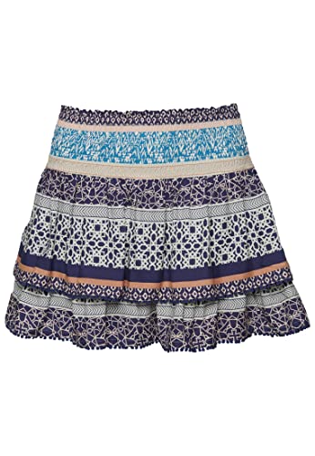 Superdry Damen Vintage Tiered Mini Skirt Kapuzenpullover, Linear Geo Border Print, 42 von Superdry