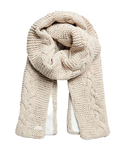 Superdry Damen Strickschal mit Zopfmuster Beige Tweed 1SIZE von Superdry