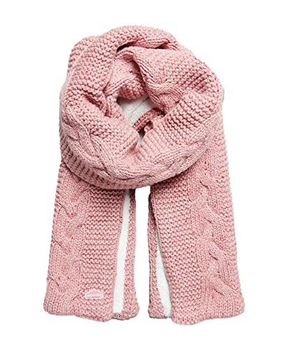 Superdry Damen Strickschal mit Zopfmuster Rosa Tweed 1SIZE von Superdry