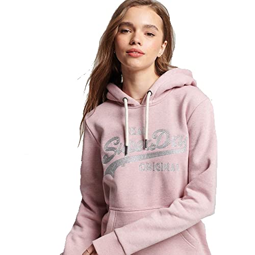 Superdry Damen Vintage Logo Collegiate Hoodie mit Schriftzug La Zart Pink Meliert 36 von Superdry