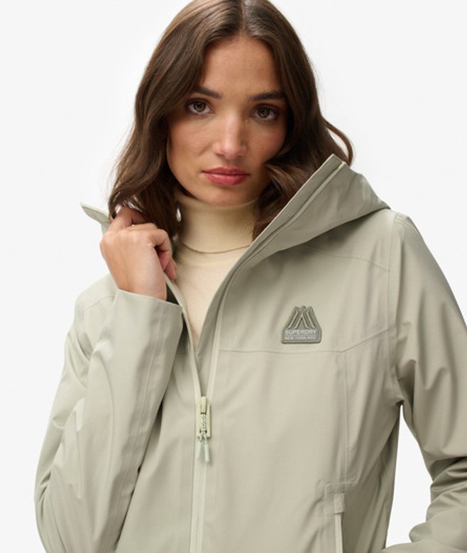 Superdry Damen Wasserdichte Jacke Green - Größe: 42 von Superdry