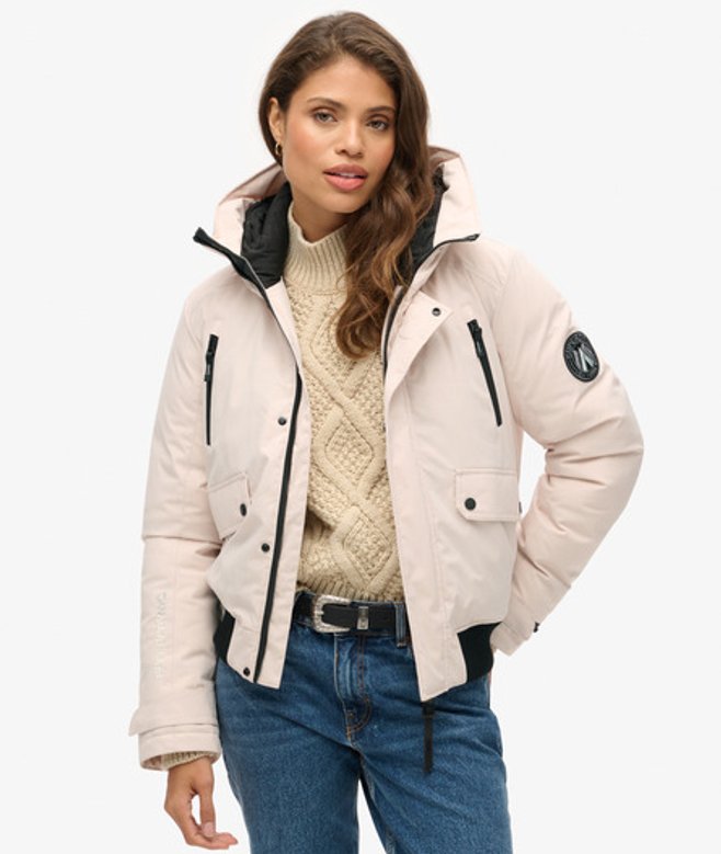 Superdry Damen Wattierte City Bomberjacke Grau - Größe: 42 von Superdry
