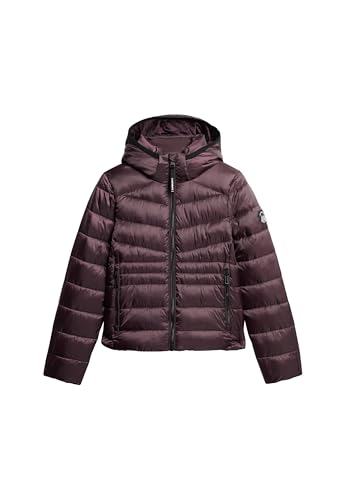 Superdry Damen Wattierte Fuji Steppjacke mit Kapuze Rauchiges Auberginenviolett 40 von Superdry