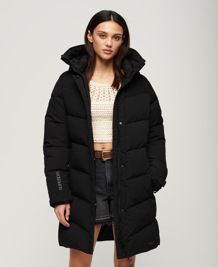 Superdry Damen Wattierter City Chevron Parka Schwarz - Größe: 36 von Superdry