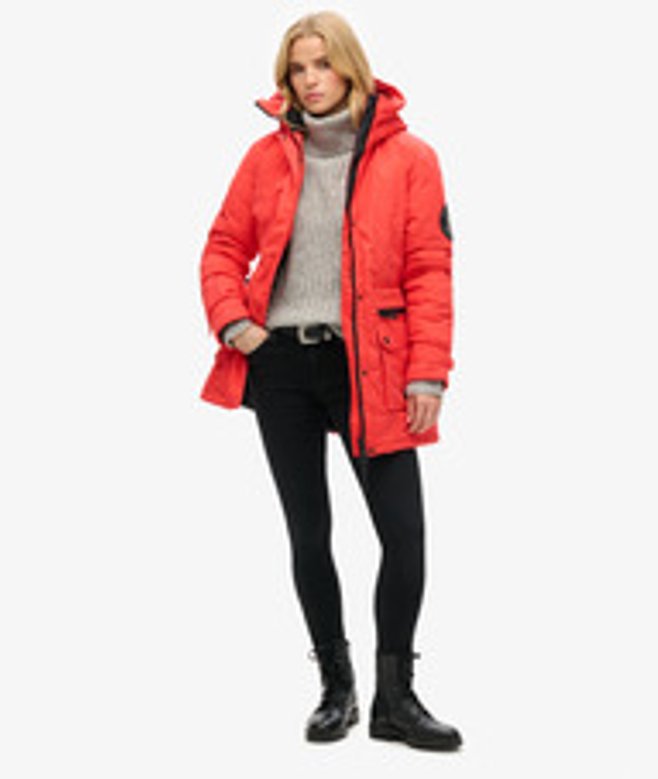 Superdry Damen Wattierter City Parka Rot - Größe: 38 von Superdry