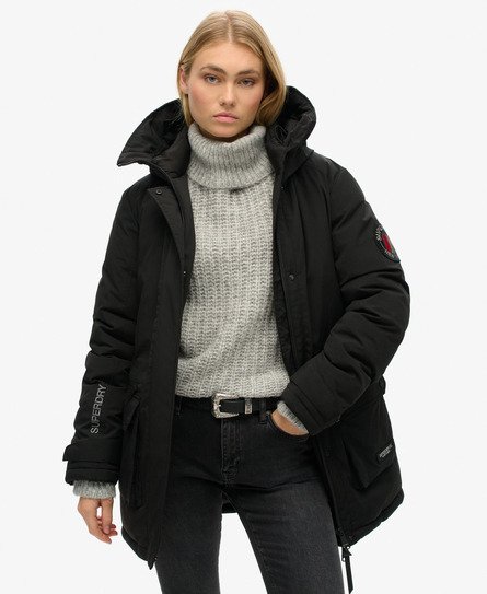 Superdry Women's Wattierter City Parka Schwarz - Größe: 36 von Superdry