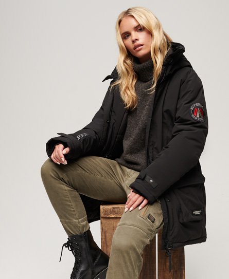 Superdry Women's Wattierter City Parka Schwarz - Größe: 38 von Superdry