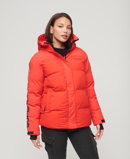 Superdry Women's Wattierter City-Windparka mit Kapuze Rot - Größe: 36 von Superdry