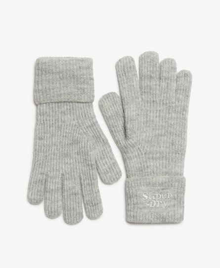 Superdry Damen Weiche, Gerippte Strickhandschuhe Hellgrau - Größe: 1Größe von Superdry