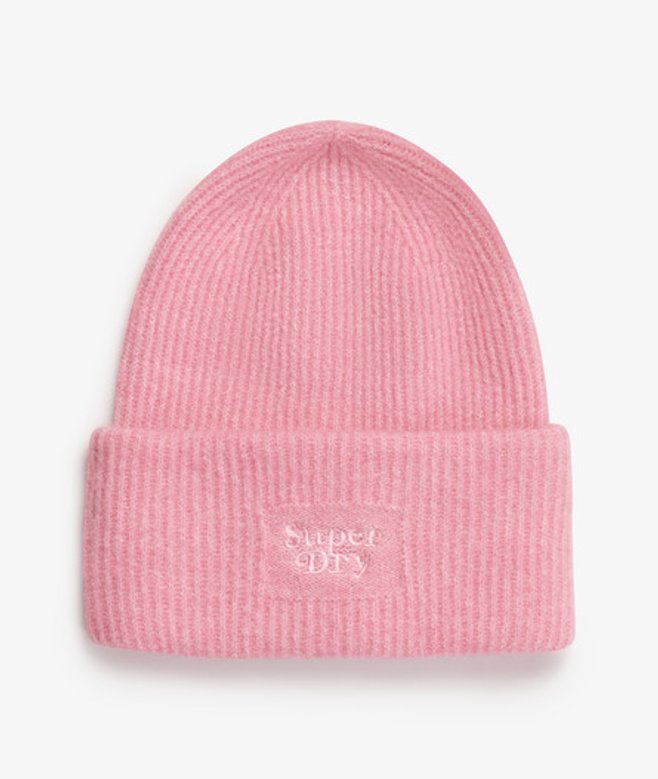Superdry Damen Weiche Rippstrick-beanie Pink - Größe: 1Größe von Superdry