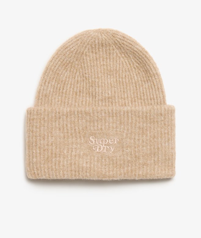 Superdry Damen Weiche Rippstrick-beanie Braun - Größe: 1Größe von Superdry