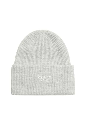 Superdry Damen Weiche Rippstrick-Beanie Kreide Grau Meliert 1SIZE von Superdry