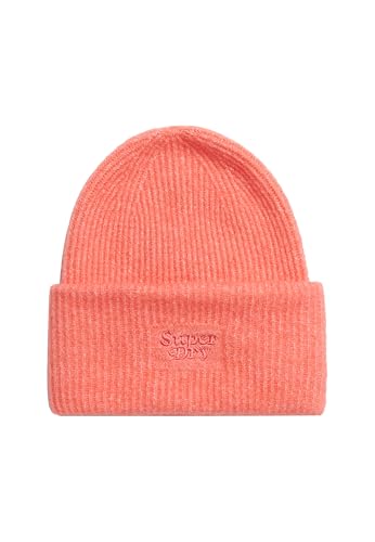 Superdry Damen Weiche Rippstrick-Beanie Süßes Korallrot 1SIZE von Superdry