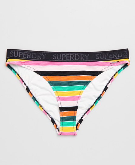 Superdry Women's Damen Weiß, Gelb und Grün Gestreiftes Bikinihöschen Gestreift, Größe: 40 Weiß/Gelb/Grün - Größe: 40 von Superdry