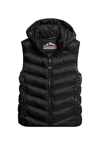 Superdry Damen Weste mit Kapuze Jacke, schwarz, 34 von Superdry