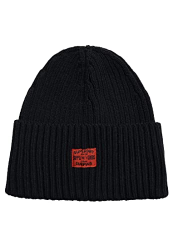 Superdry Damen Workwear Knitted Beanie Hat Baskenmütze, schwarz, One Size Superdry Damen Workwear Knitted Beanie Hat Baskenmütze, schwarz, One Size von Superdry