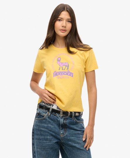 Superdry Damen x Komodo Ashram T-Shirt Gelb - Größe: 42 von Superdry