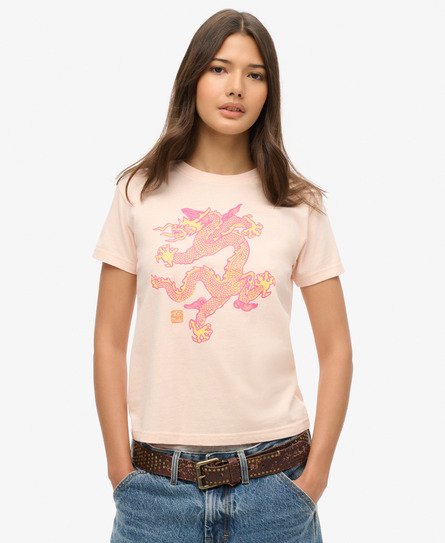 Superdry Damen x Komodo Dragon Slim T-Shirt Pink - Größe: 36 von Superdry