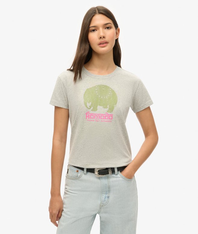 Superdry Damen x Komodo Hathi T-shirt Hellgrau - Größe: 44 von Superdry