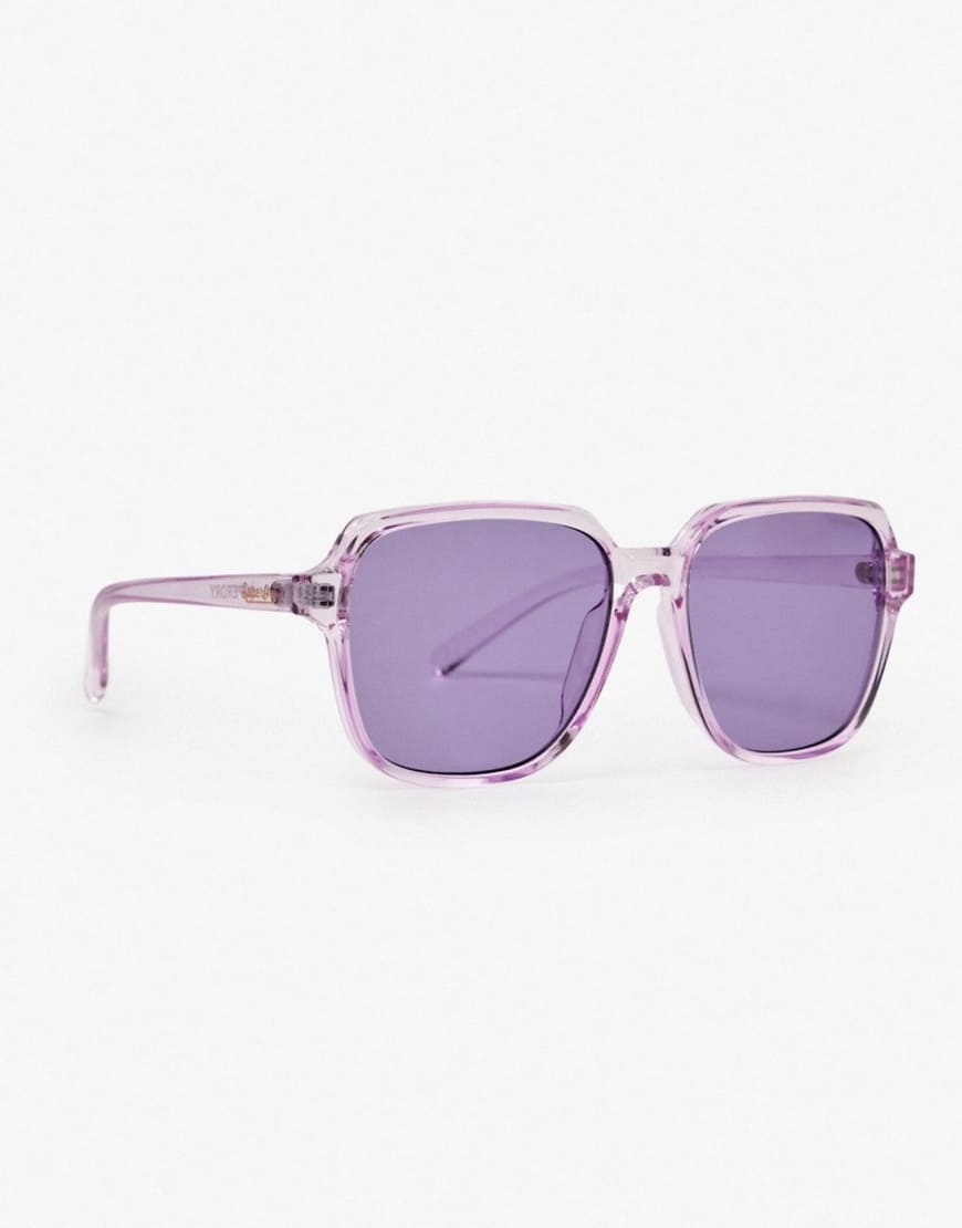 Superdry - Eckige Oversized-Sonnenbrille in Lavendel mit lila Gläsern von Superdry