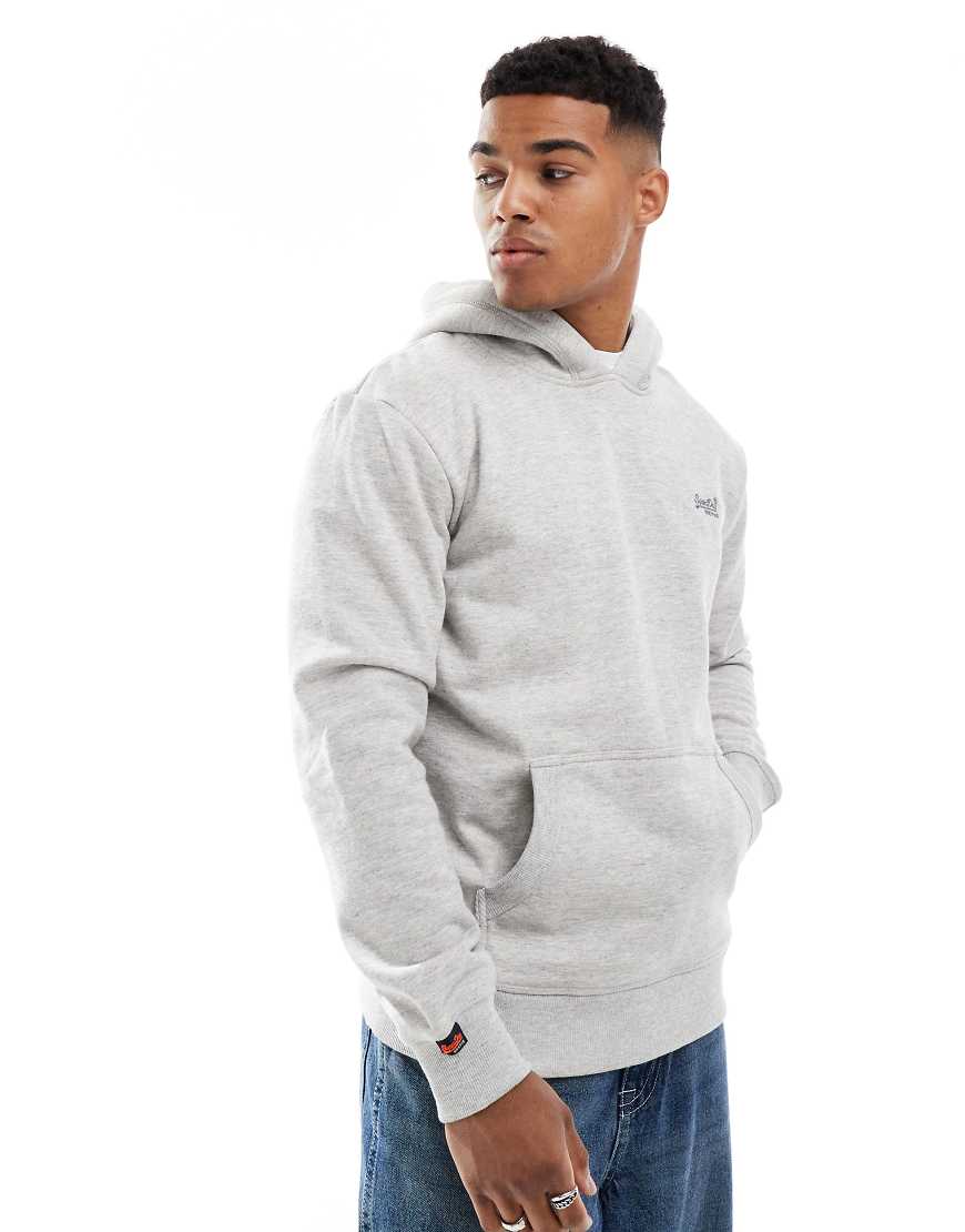 Superdry - Essential - Kapuzenpullover in Varsity Grey Grindle mit Logo-Grau Superdry - Essential - Kapuzenpullover in Varsity Grey Grindle mit Logo-Grau von Superdry