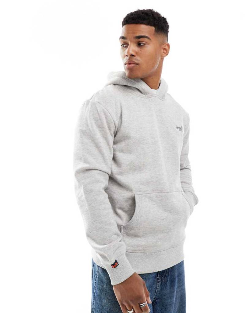 Superdry - Essential - Kapuzenpullover in Varsity Grey Grindle mit Logo-Grau von Superdry