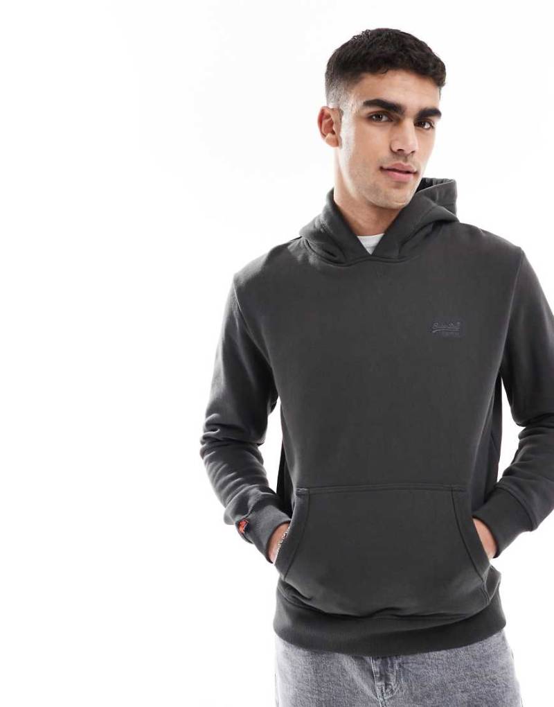Superdry - Essential - Kapuzenpullover in Vintage-Schwarz mit Logo von Superdry