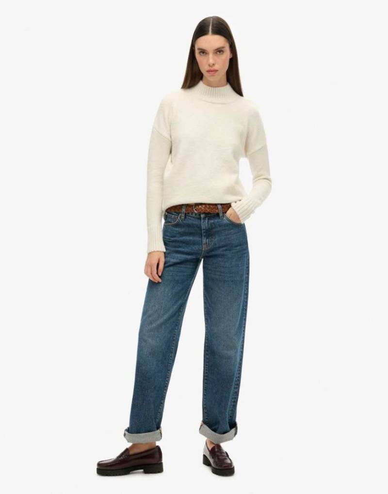 Superdry - Essential - Pullover in Ecru mit Stehkragen-Weiß von Superdry