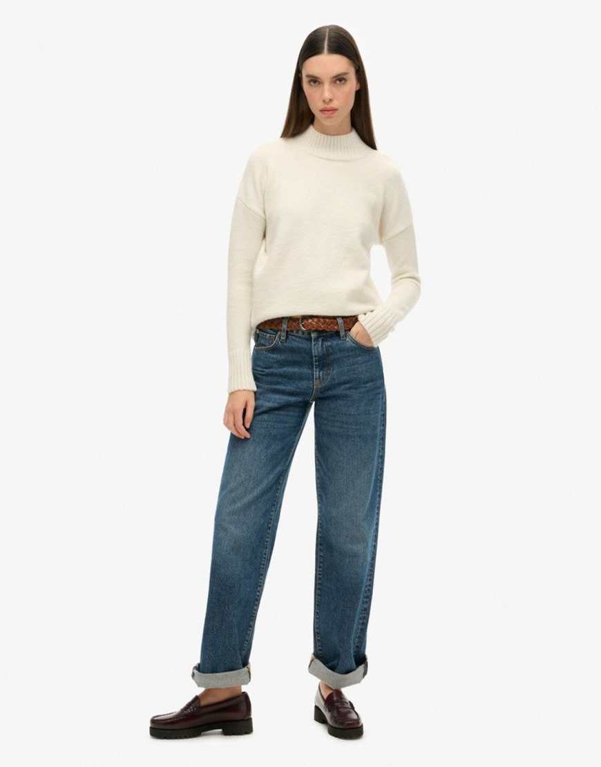 Superdry - Essential - Pullover in Ecru mit Stehkragen-Weiß von Superdry