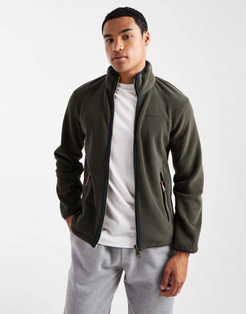 Superdry - Estate - Fleece-Oberteil in Surplus-Goods-Olivgrün mit durchgehendem Reißverschluss von Superdry