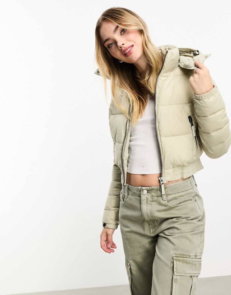 Superdry - Fuji - Kurze Jacke in Pelikan-Beige mit Kapuze-Neutral von Superdry