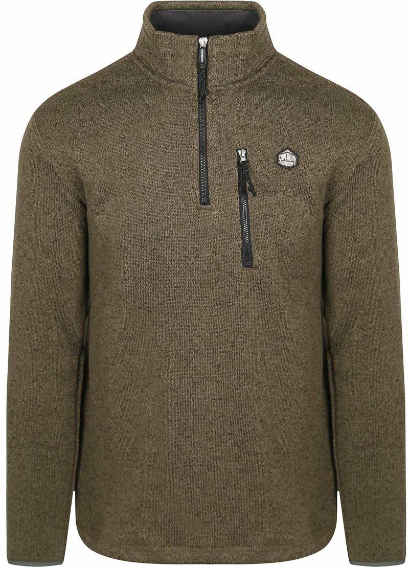 Superdry Half Zip Pullover Fleece Olive - Größe M von Superdry