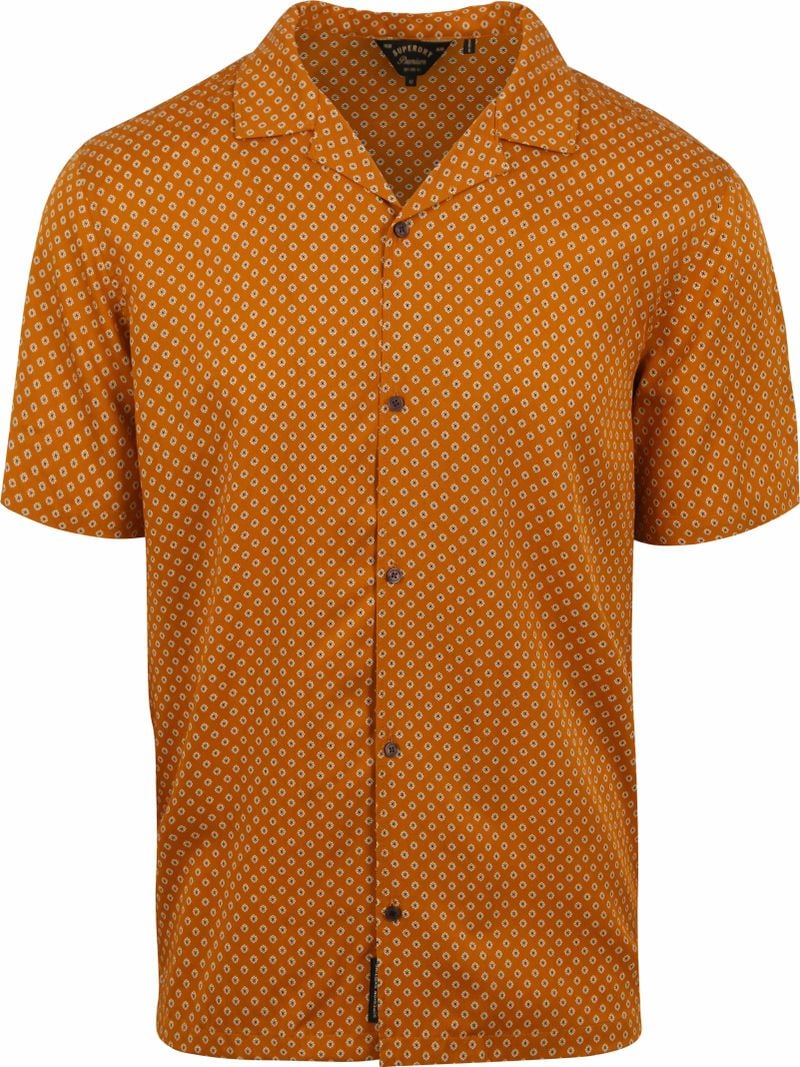 Superdry Hemd Kurzarm Orange Geo Tan Print - Größe L von Superdry