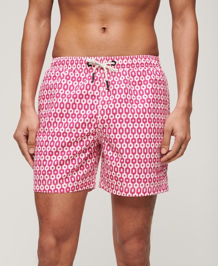 Superdry Herren 15" Badeshorts aus Recyceltem Material mit Print Pink - Größe: S von Superdry