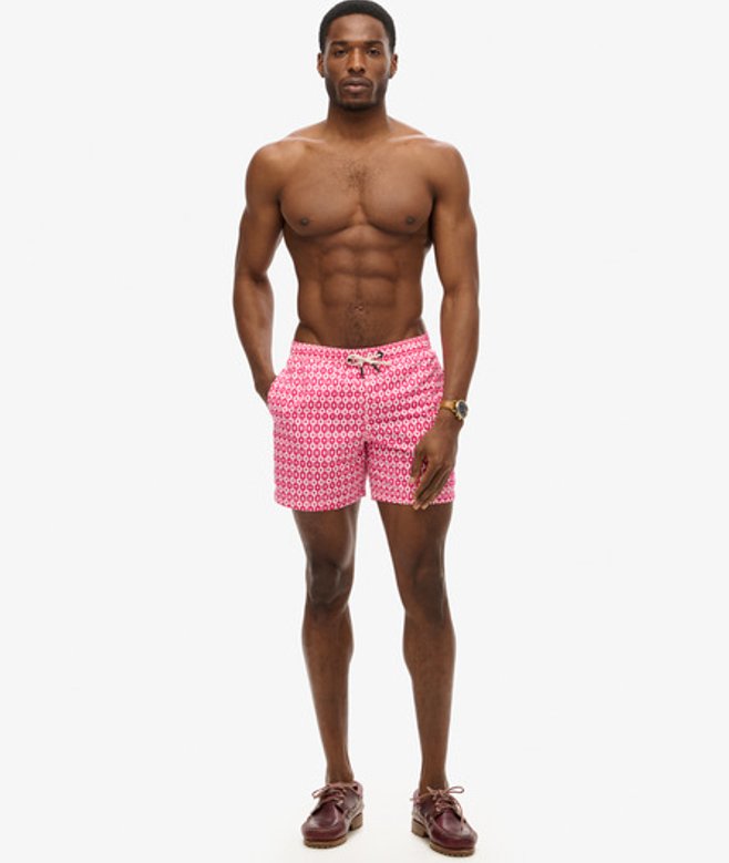 Superdry Herren 15-Zoll Badeshorts aus Recyceltem Material mit Print Pink - Größe: Xxl von Superdry