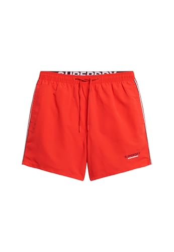 Superdry Herren 15" Sportswear Badeshorts mit Stickerei Apfelrot XXL von Superdry