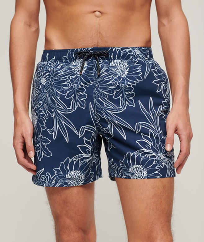 Superdry Herren 15-Zoll Badeshorts aus Recyceltem Material mit Print Blau - Größe: M von Superdry