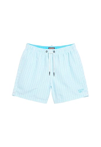 Superdry Herren 15-Zoll Badeshorts aus recyceltem Material mit Print Blau Gestreifter Print L von Superdry