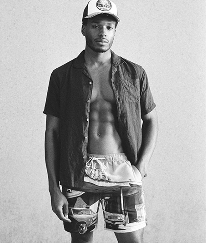 Superdry Herren 17-Zoll Badeshorts aus Recyceltem Material mit Foto-print Blau - Größe: M von Superdry