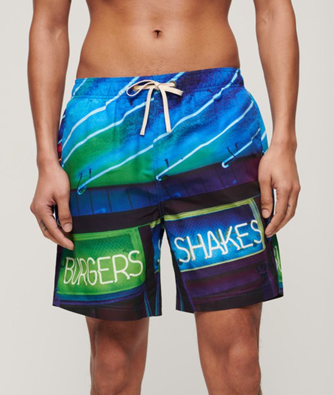 Superdry Herren 17-Zoll Badeshorts aus Recyceltem Material mit Foto-print Marineblau - Größe: L von Superdry
