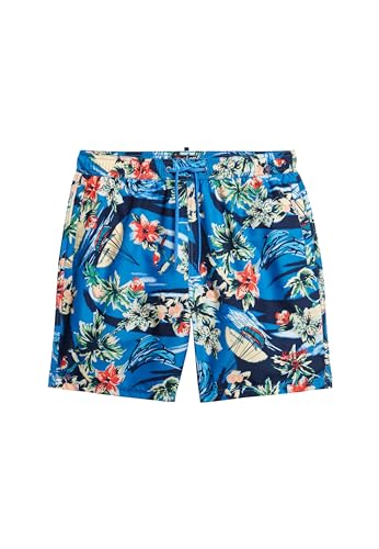 Superdry Herren 17" Badeshorts aus recyceltem Material mit Hawaii-Print Delfin Ozeanblau L von Superdry