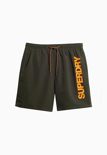 Superdry Herren 17-Zoll-Badeshorts aus recyceltem Material mit Sportgrafik Army Kaki M von Superdry