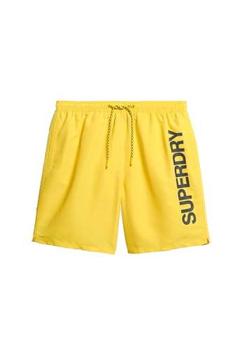 Superdry Herren 17-Zoll-Badeshorts aus recyceltem Material mit Sportgrafik Cyber Gelb L von Superdry