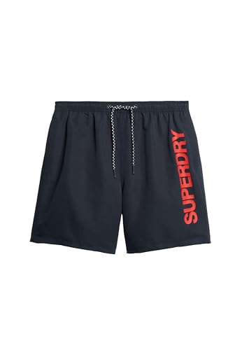 Superdry Herren 17-Zoll-Badeshorts aus recyceltem Material mit Sportgrafik Kräftiges Marineblau M von Superdry