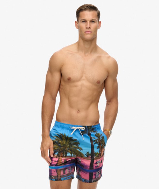Superdry Herren 17-Zoll Badeshorts aus Recyceltem Material mit Foto-print Blau - Größe: M von Superdry