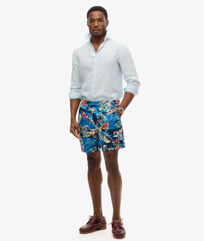 Superdry Herren 17-Zoll Badeshorts aus Recyceltem Material mit Hawaii-print Blau - Größe: XL von Superdry