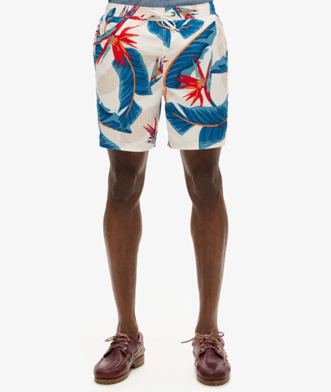 Superdry Herren 17-Zoll Badeshorts aus Recyceltem Material mit Hawaii-print Weiß - Größe: Xxl von Superdry