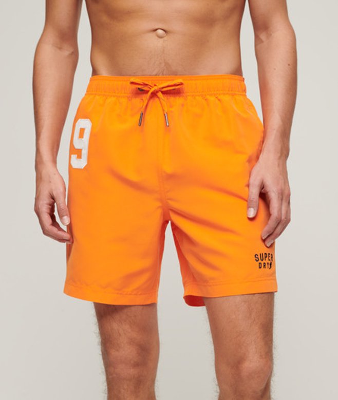 Superdry Herren 17" Polo-Badeshorts Aus Recyceltem Material, Orange, Größe: L von Superdry