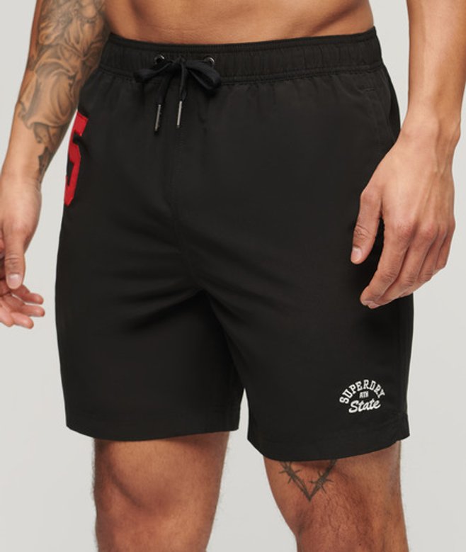 Superdry Herren 17" Polo-badeshorts aus Recyceltem Material Schwarz - Größe: XL von Superdry