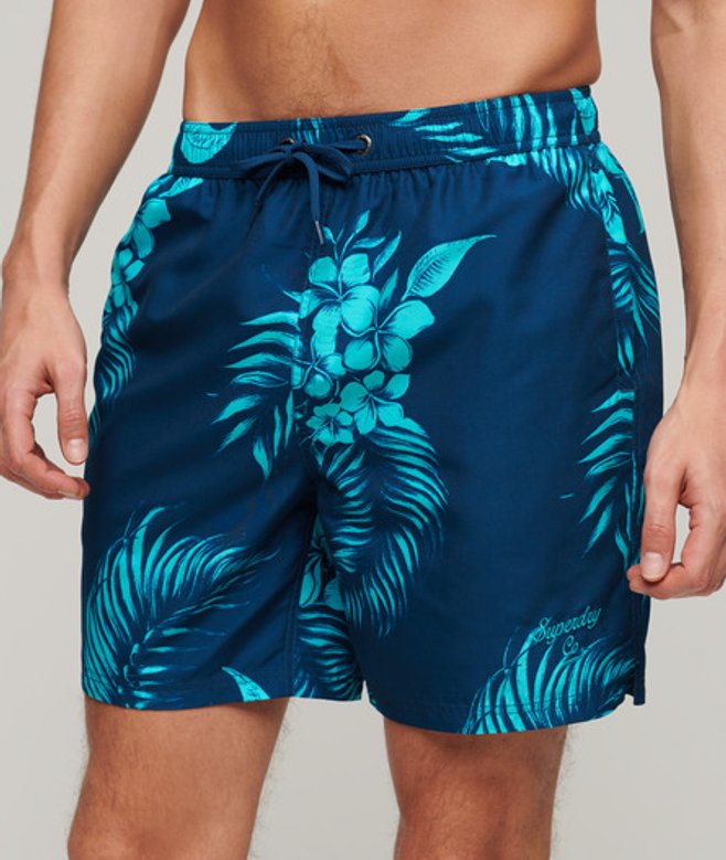 Superdry Herren 17-Zoll Badeshorts aus Recyceltem Material mit Hawaii-print Marineblau - Größe: XL von Superdry